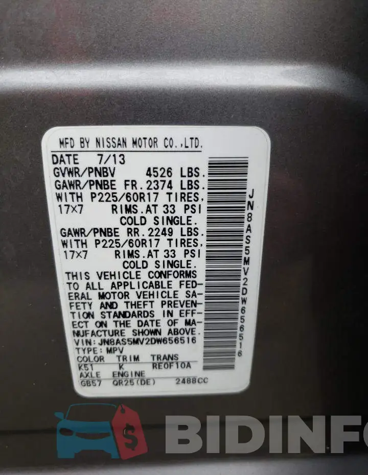 JN8AS5MV2DW656516 Photo# 10