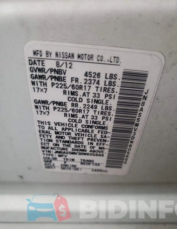JN8AS5MV3DW605686 Photo# 10