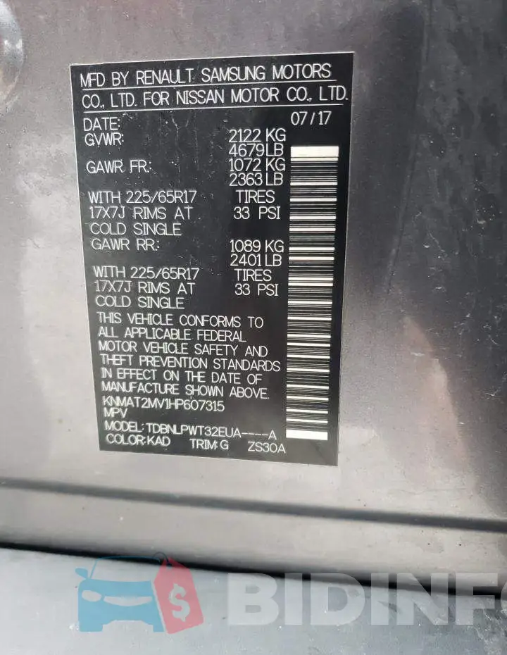 KNMAT2MV1HP607315 Photo# 14