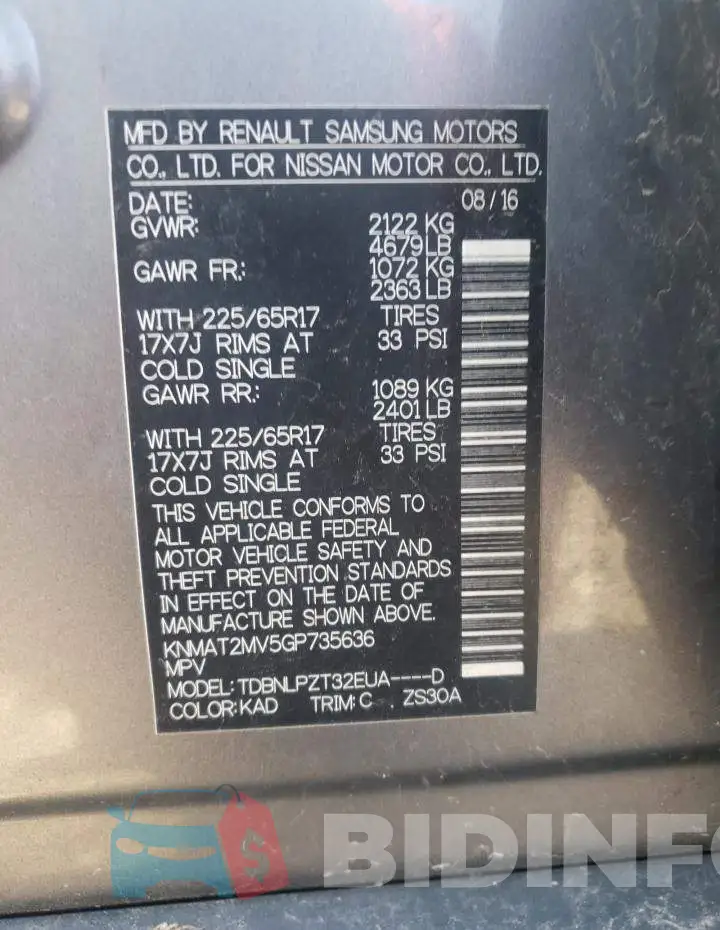 KNMAT2MV5GP735636 Photo# 10