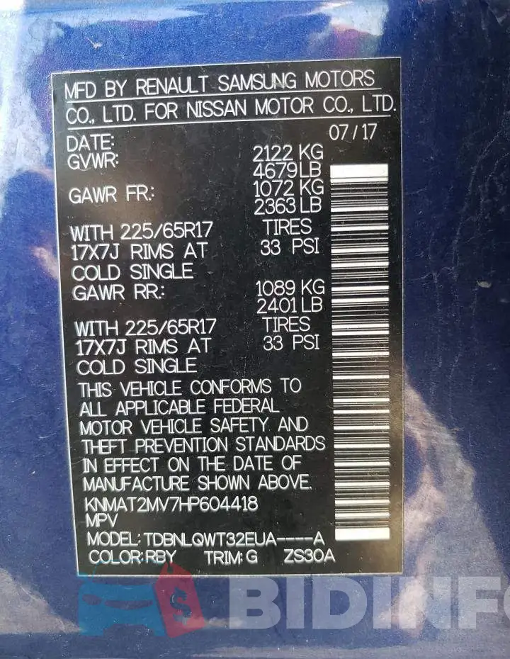 KNMAT2MV7HP604418 Photo# 10