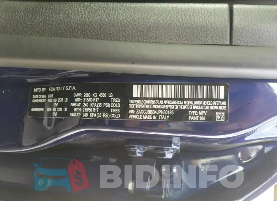 ZACCJBBB4JPH30185 Photo# 10