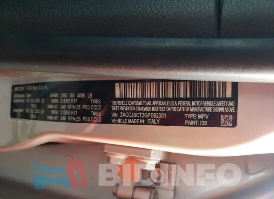 ZACCJBCT2GPD62301 Photo# 10