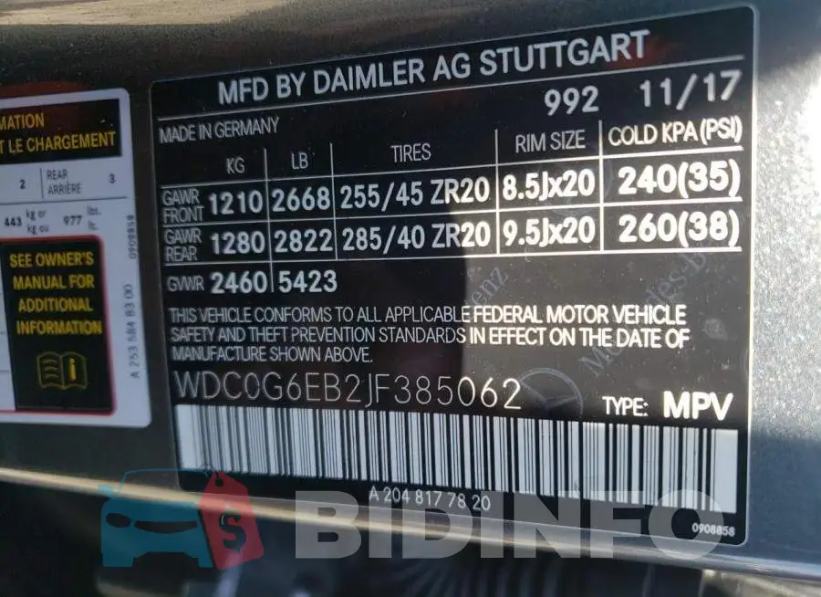 WDC0G6EB2JF385062 Photo# 10