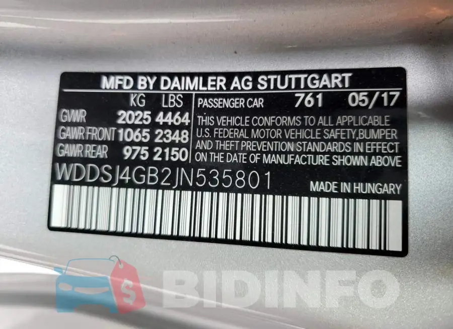 WDDSJ4GB2JN535801 Photo# 12