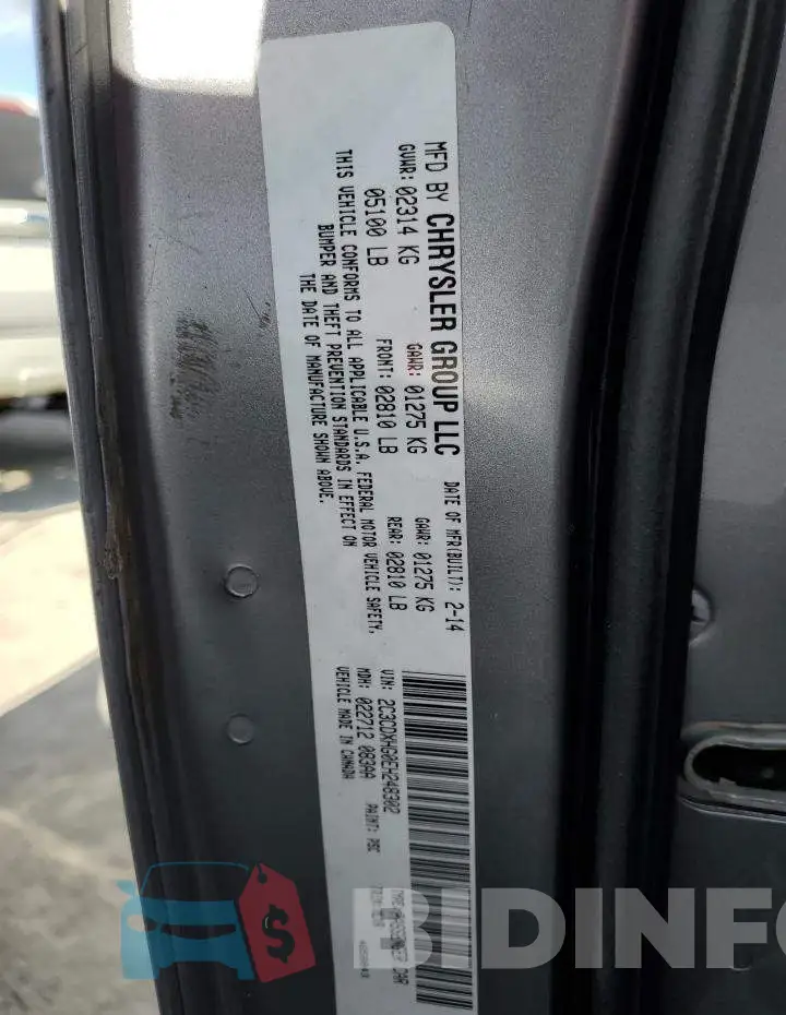 2C3CDXHG0EH248302 Photo# 10