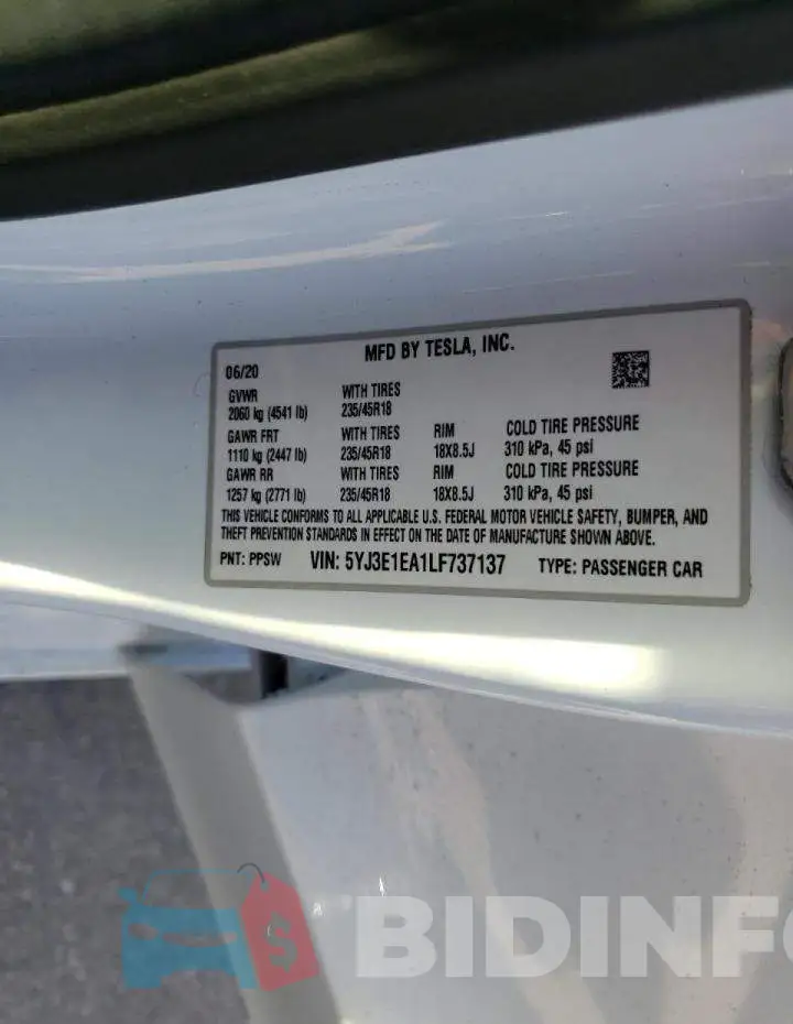 5YJ3E1EA1LF737137 Photo# 10