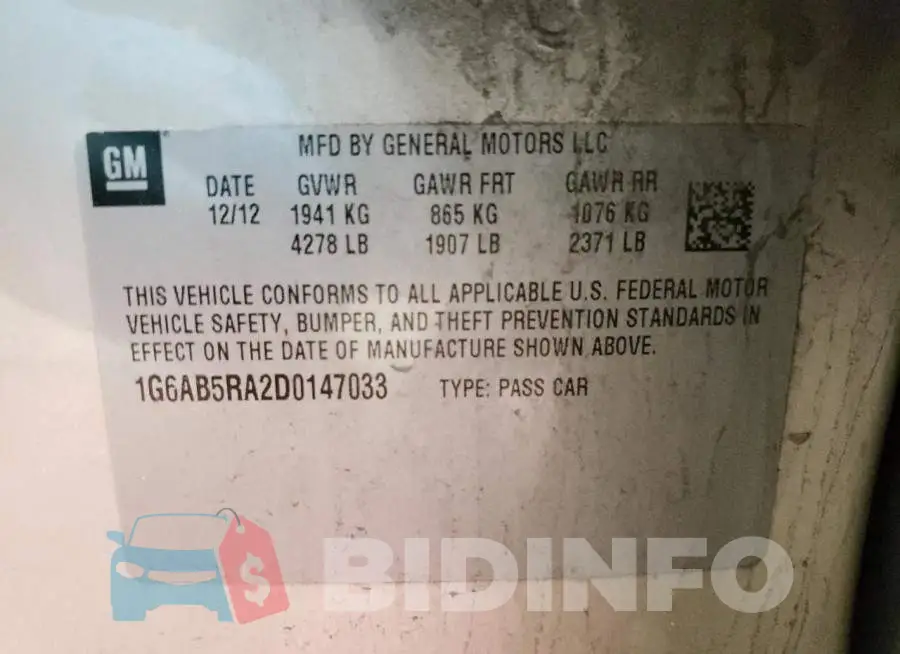 1G6AB5RA2D0147033 Photo# 13