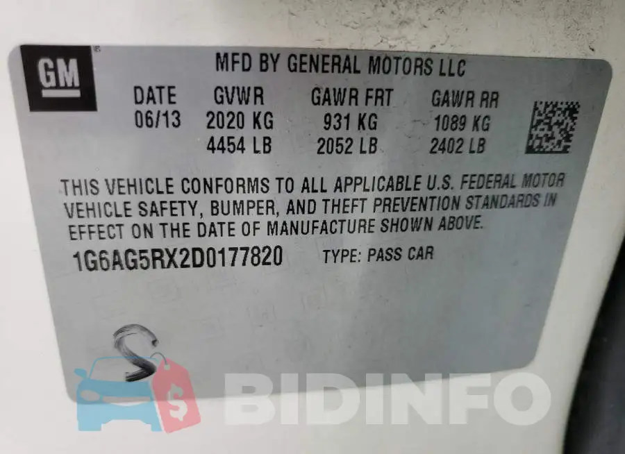 1G6AG5RX2D0177820 Photo# 10