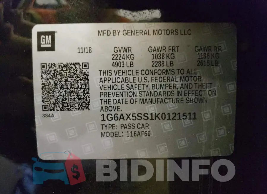 1G6AX5SS1K0121511 Photo# 10