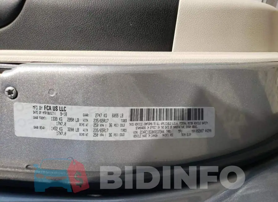2C4RC1BG9KR537344 Photo# 10