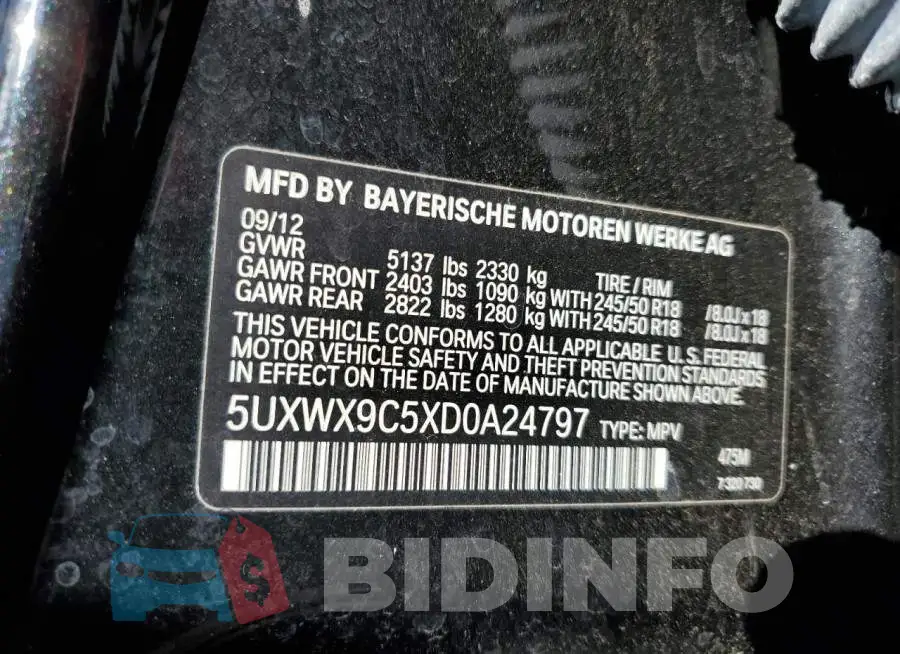 5UXWX9C5XD0A24797 Photo# 13