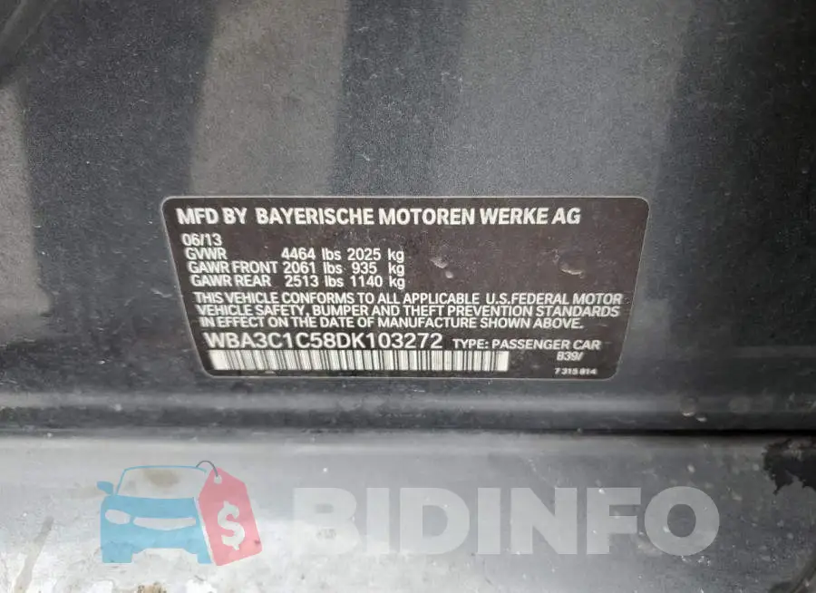 WBA3C1C58DK103272 Photo# 10
