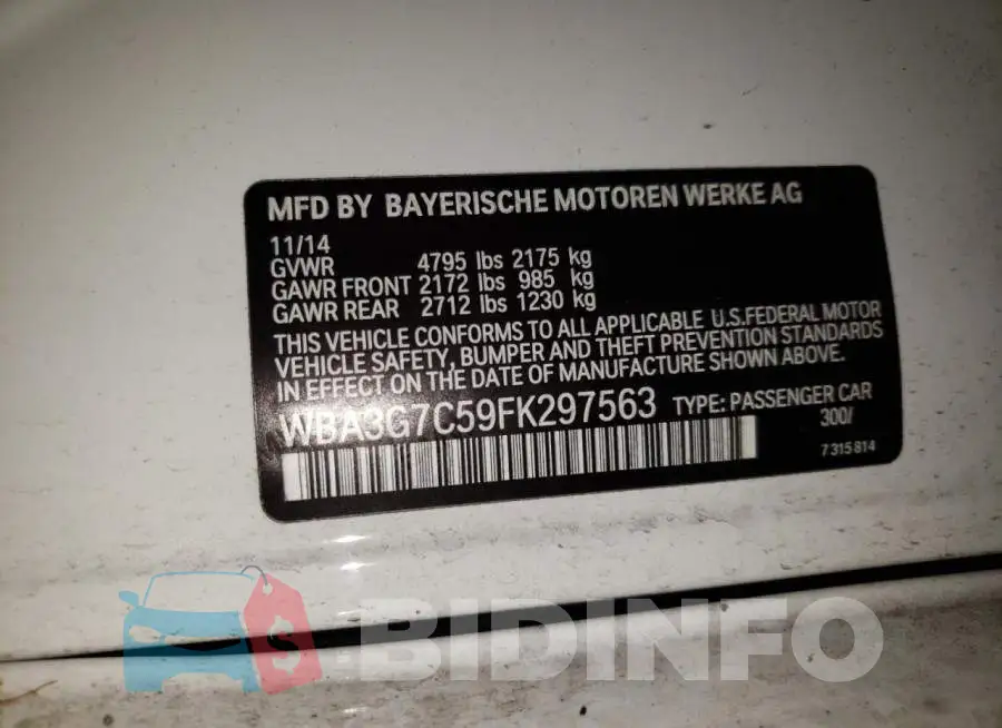 WBA3G7C59FK297563 Photo# 10