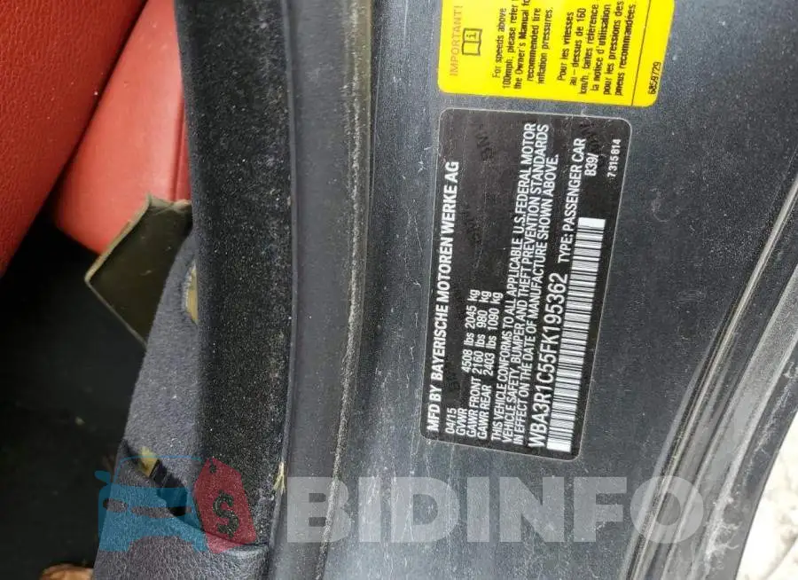 WBA3R1C55FK195362 Photo# 12