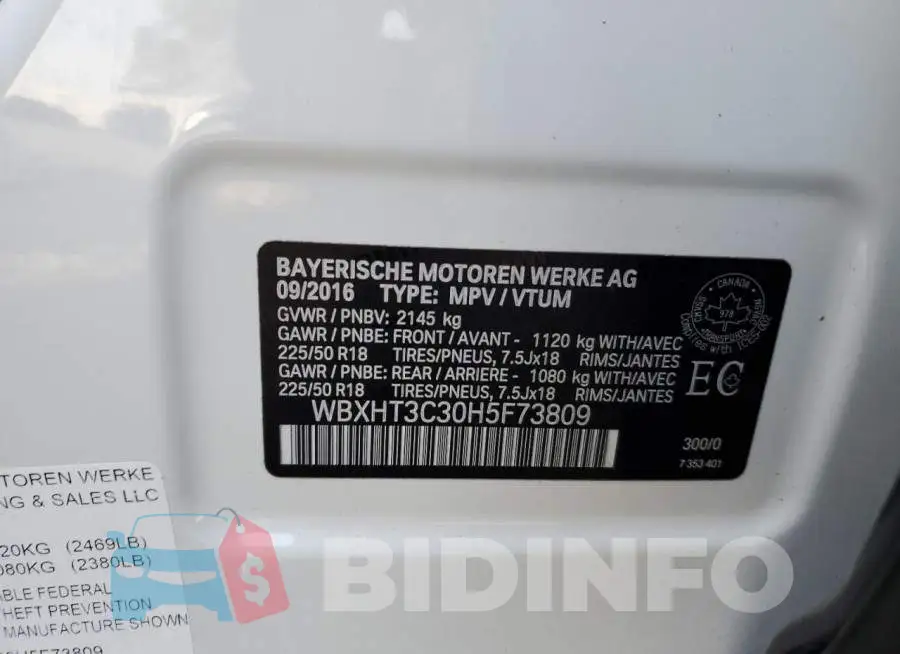 WBXHT3C30H5F73809 Photo# 10