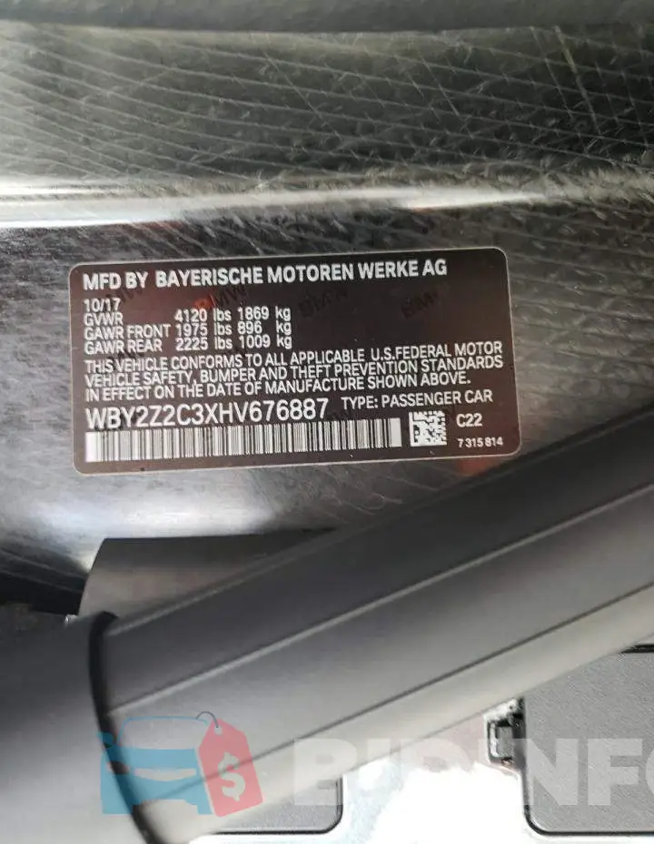 WBY2Z2C3XHV676887 Photo# 10