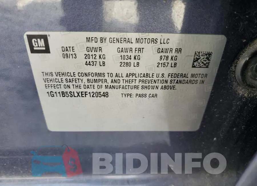 1G11B5SLXEF120548 Photo# 10