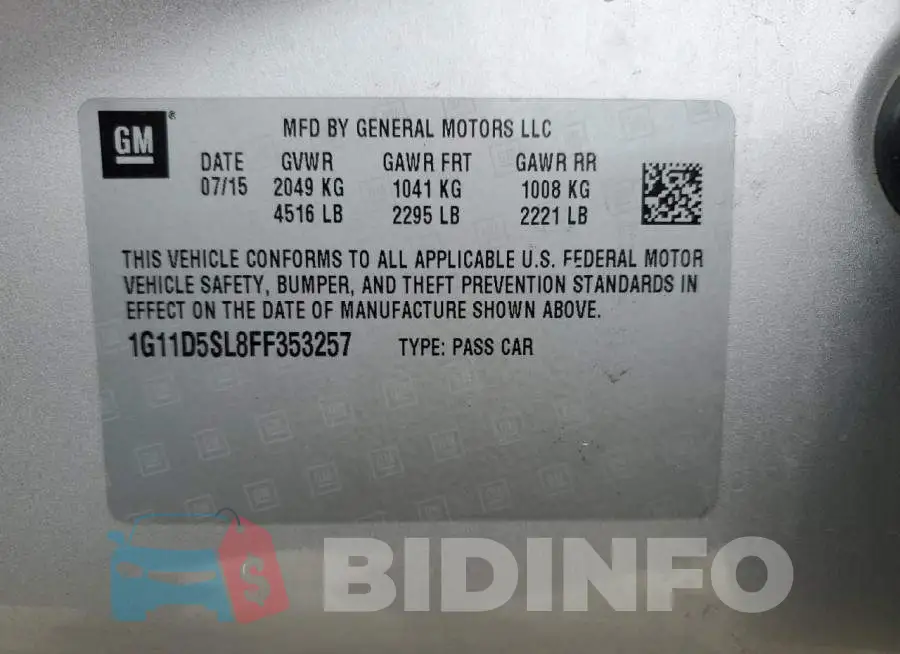1G11D5SL8FF353257 Photo# 14
