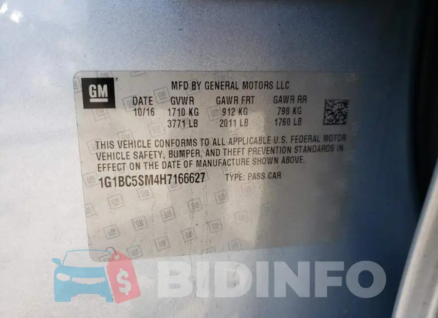 1G1BC5SM4H7166627 Photo# 10