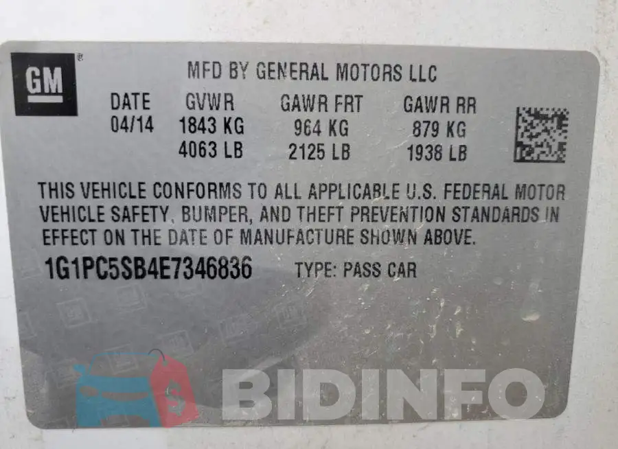 1G1PC5SB4E7346836 Photo# 10