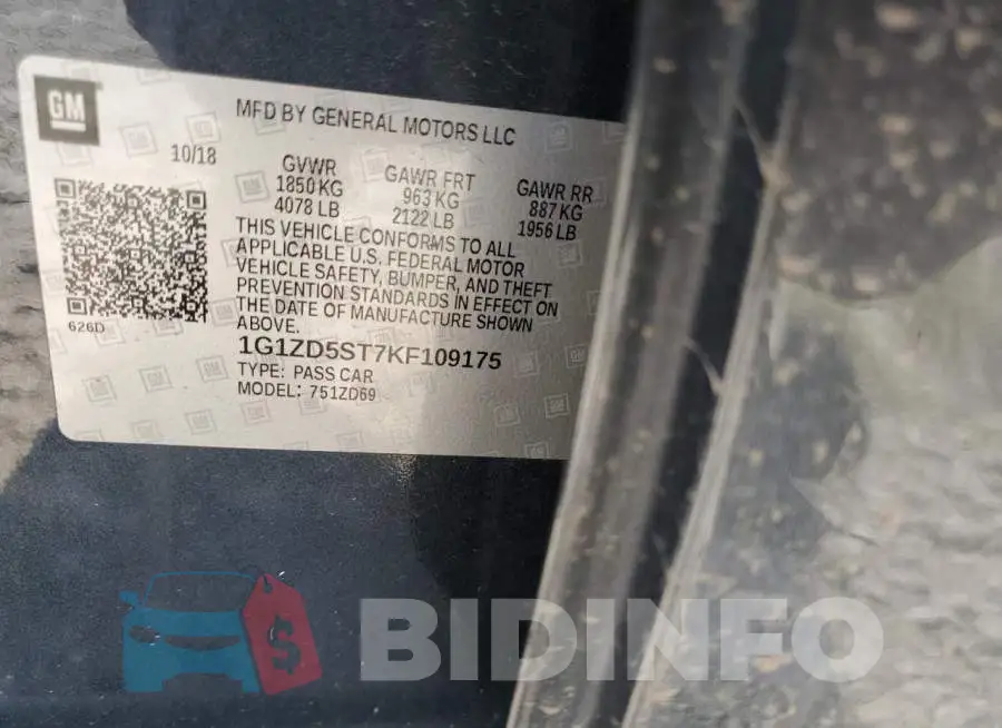 1G1ZD5ST7KF109175 Photo# 10