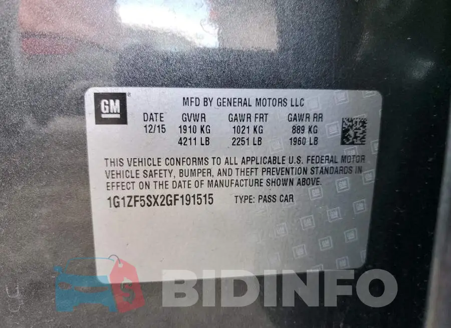 1G1ZF5SX2GF191515 Photo# 10