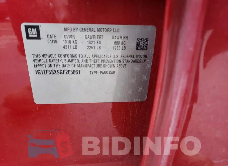 1G1ZF5SX9GF203661 Photo# 12