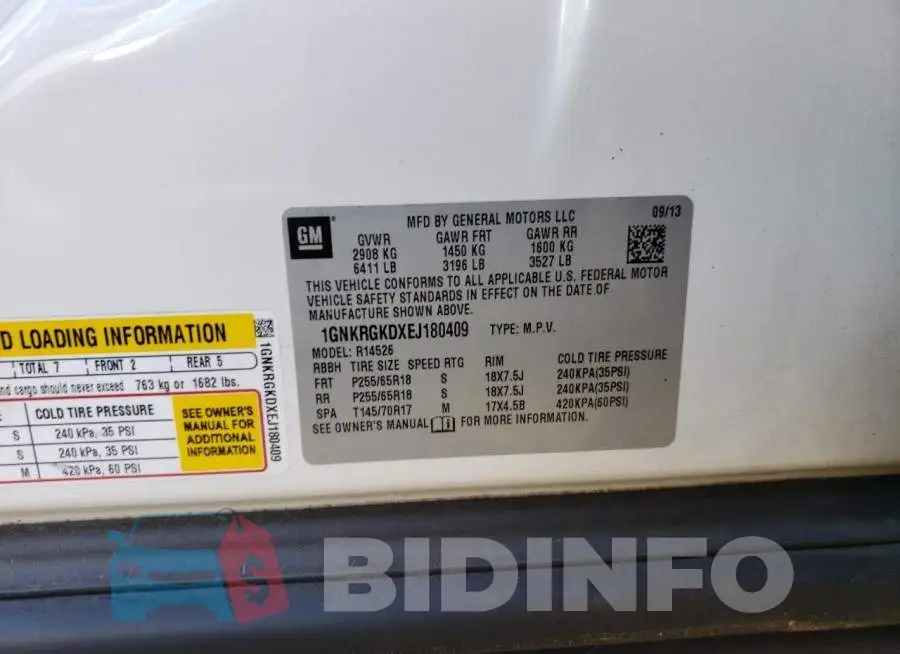 1GNKRGKDXEJ180409 Photo# 10
