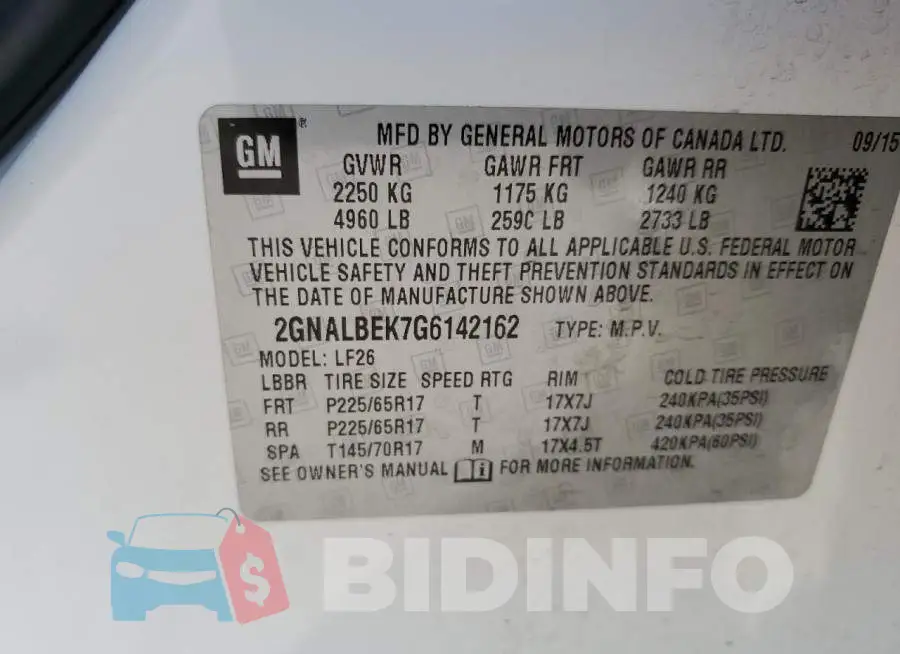 2GNALBEK7G6142162 Photo# 10