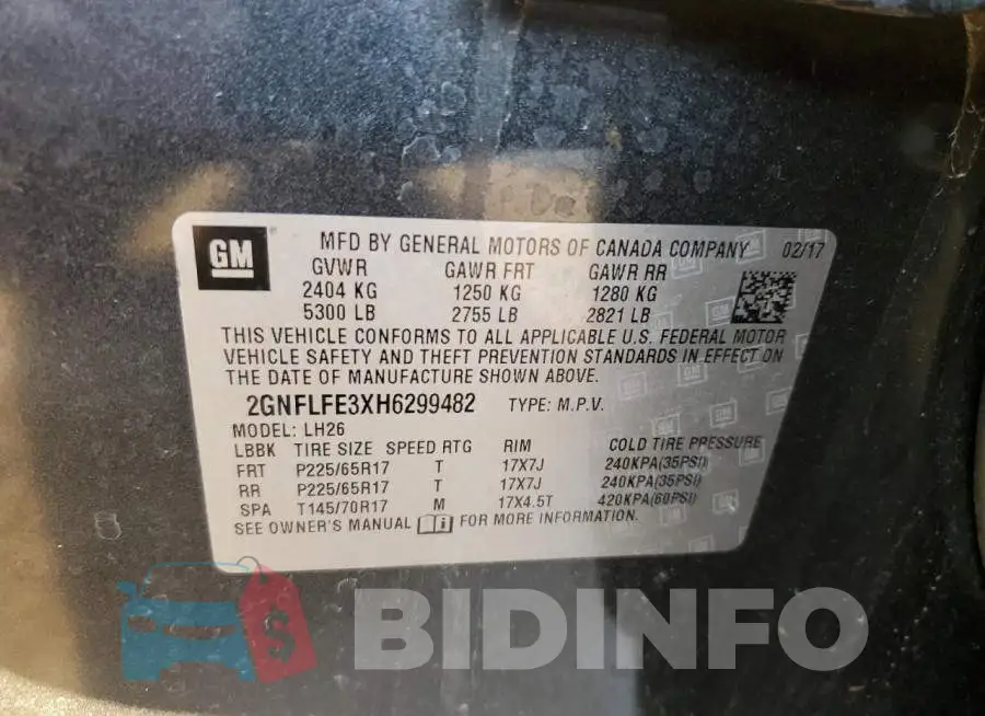 2GNFLFE3XH6299482 Photo# 10