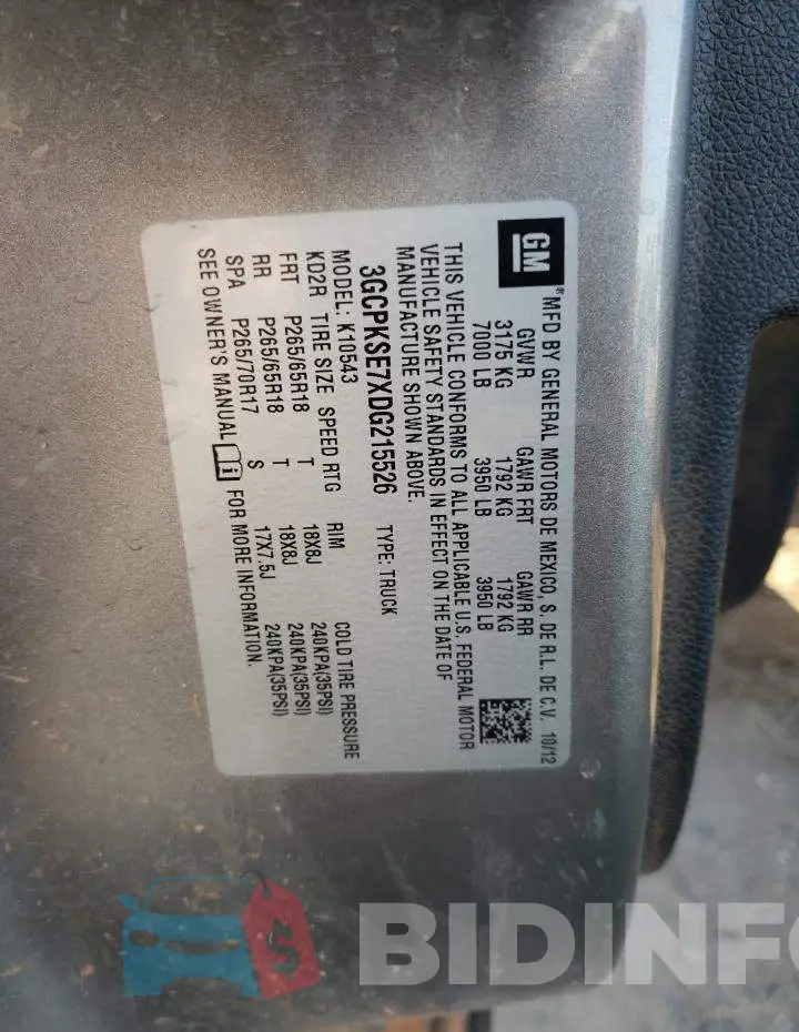 3GCPKSE7XDG215526 Photo# 13