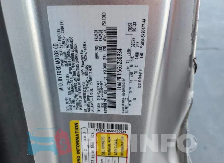 1FA6P8TH5G5230934 Photo# 12