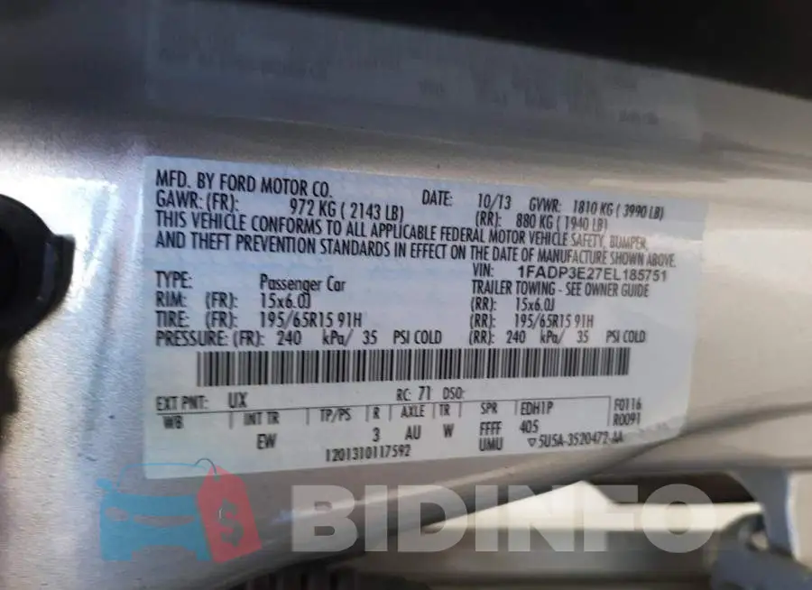 1FADP3E27EL185751 Photo# 10