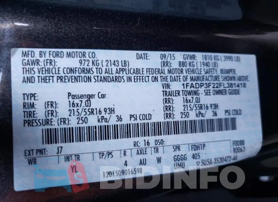 1FADP3F22FL381418 Photo# 10