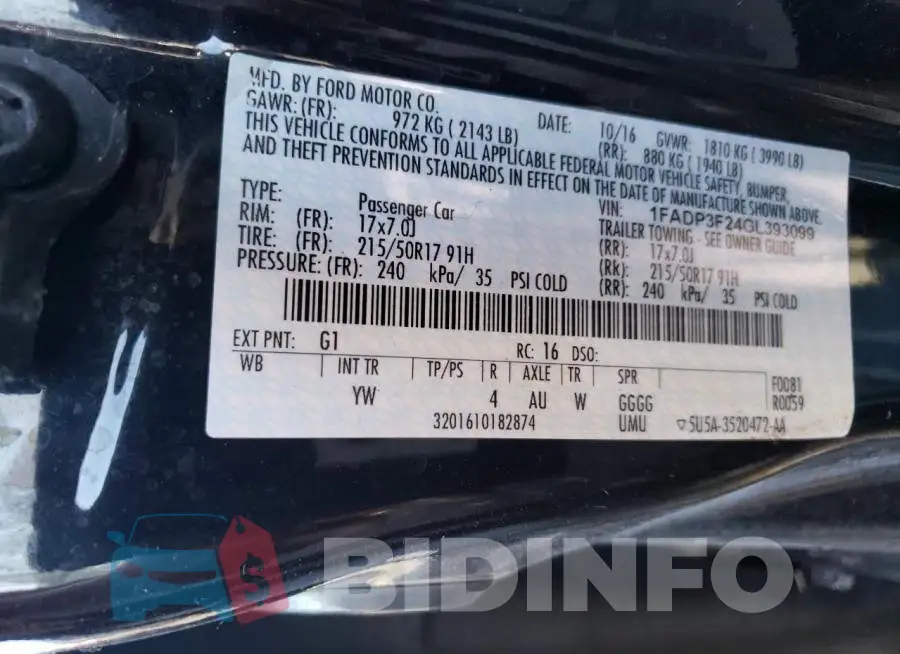 1FADP3F24GL393099 Photo# 10