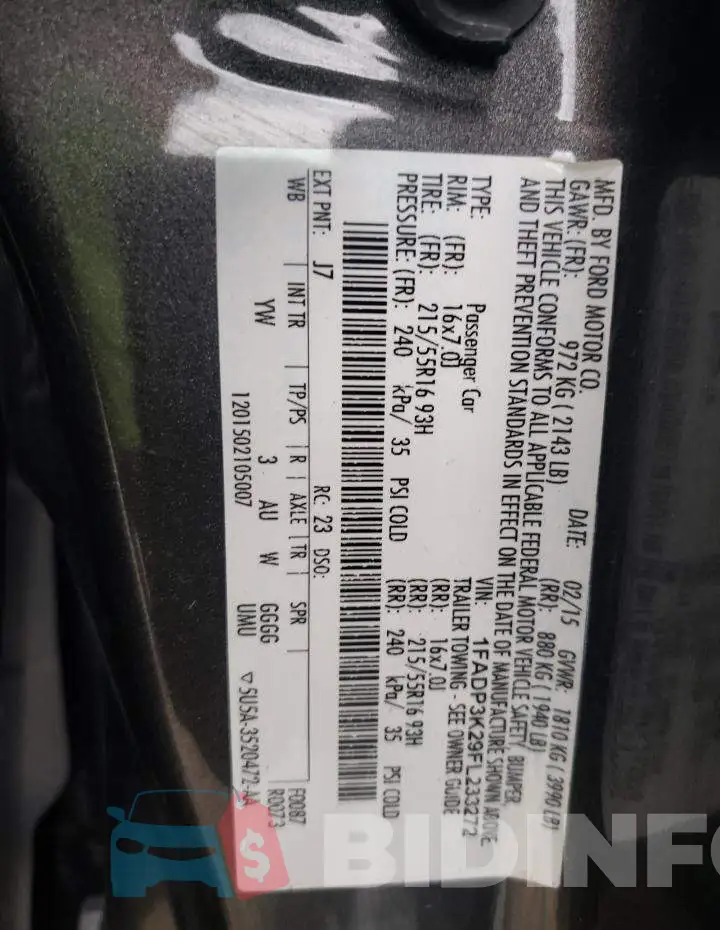 1FADP3K29FL233272 Photo# 10