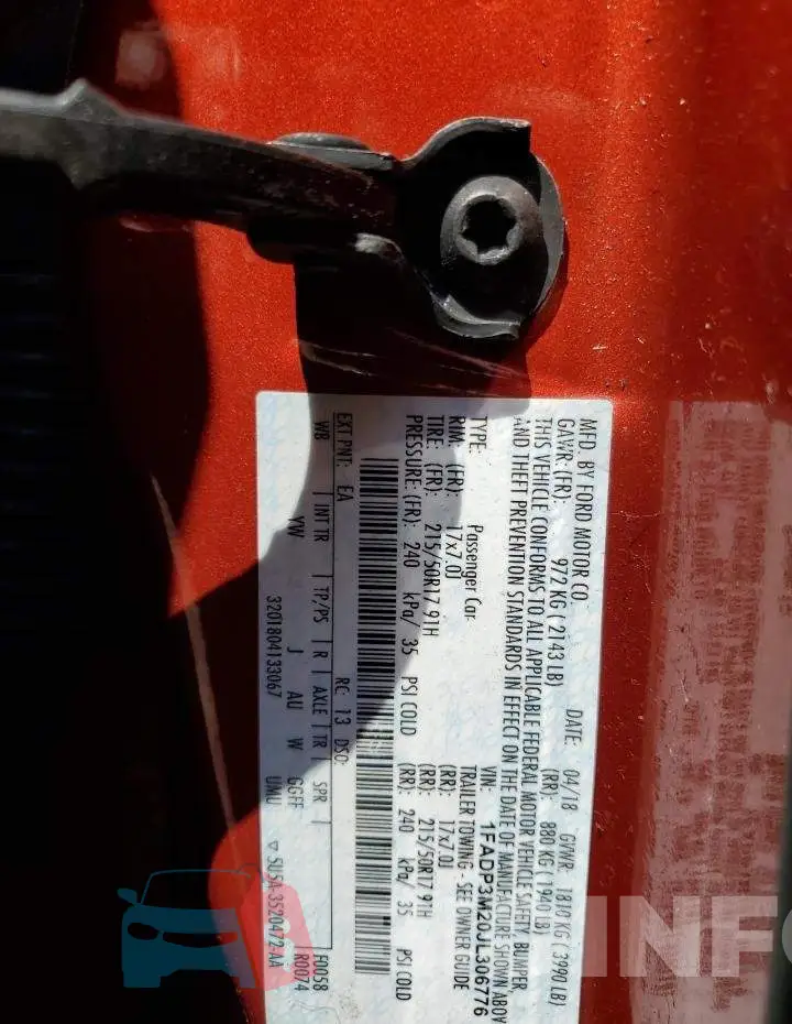 1FADP3M20JL306776 Photo# 10