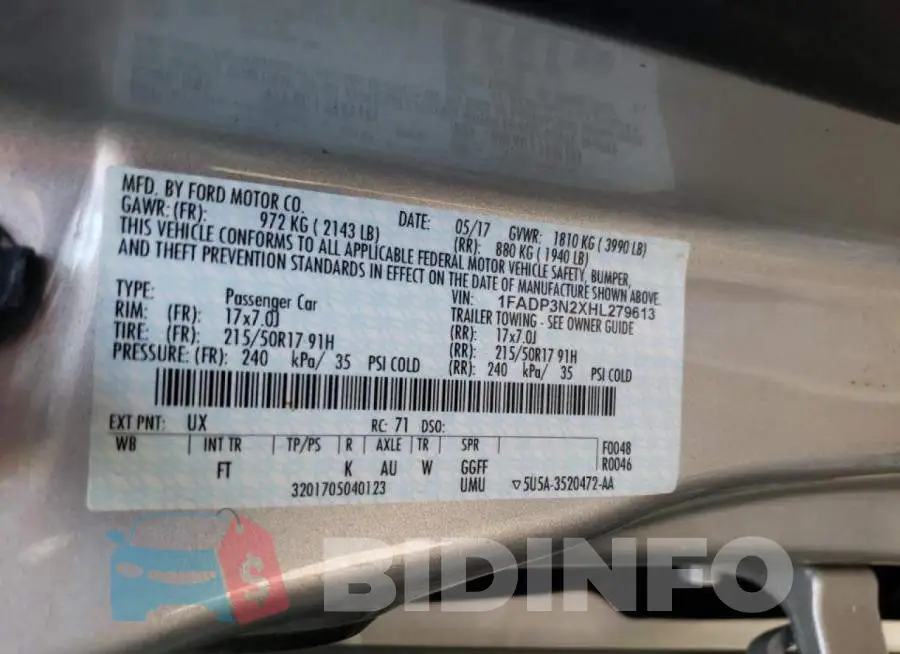1FADP3N2XHL279613 Photo# 10