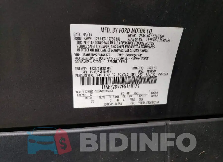 1FAHP2D92FG168179 Photo# 10
