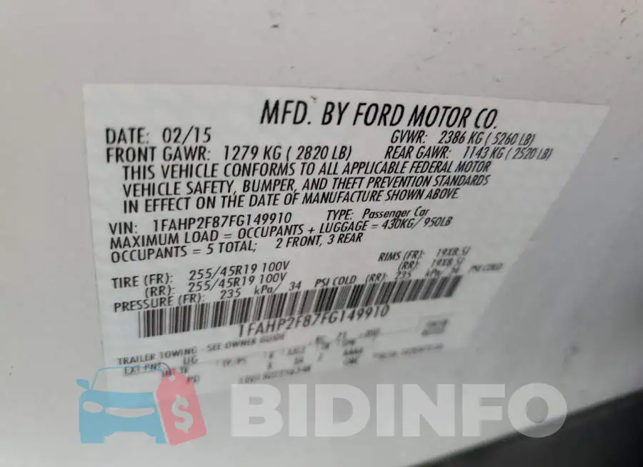 1FAHP2F87FG149910 Photo# 10