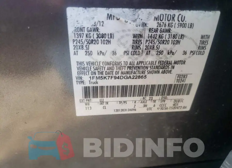 1FM5K7F94DGA22865 Photo# 10