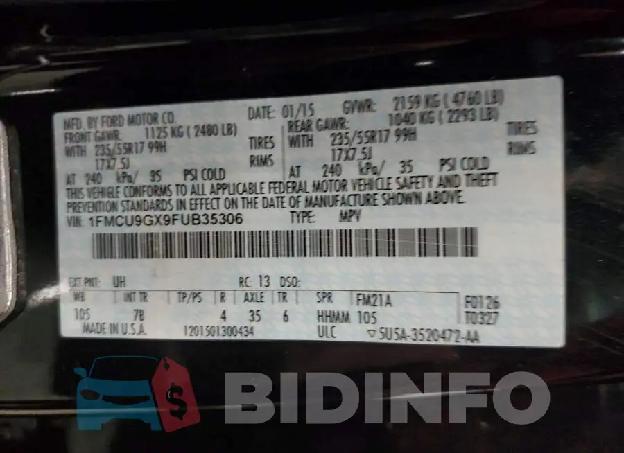 1FMCU9GX9FUB35306 Photo# 13