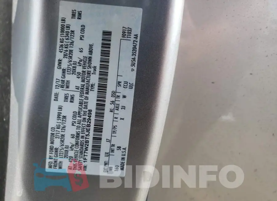 1FT7W2BT5JEB29498 Photo# 10