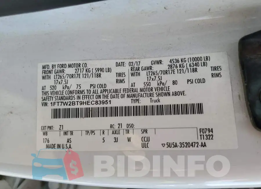1FT7W2BT9HEC83951 Photo# 10