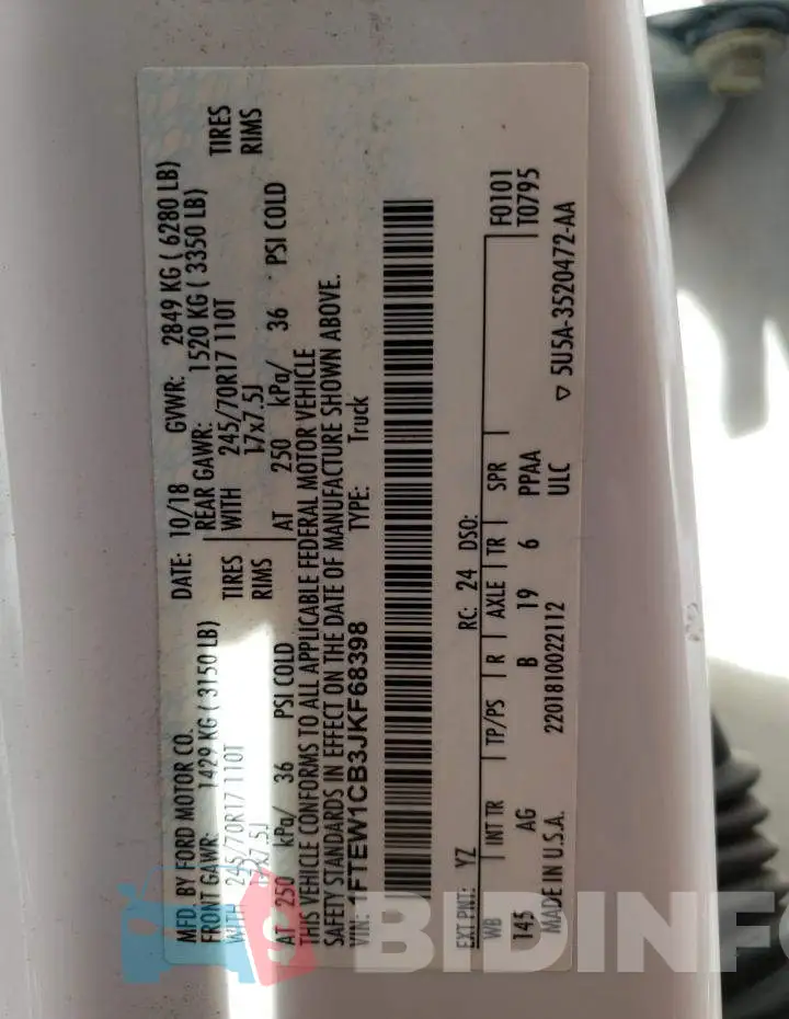 1FTEW1CB3JKF68398 Photo# 10