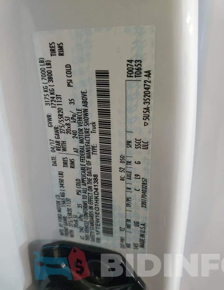 1FTEW1EG1HKD41388 Photo# 10