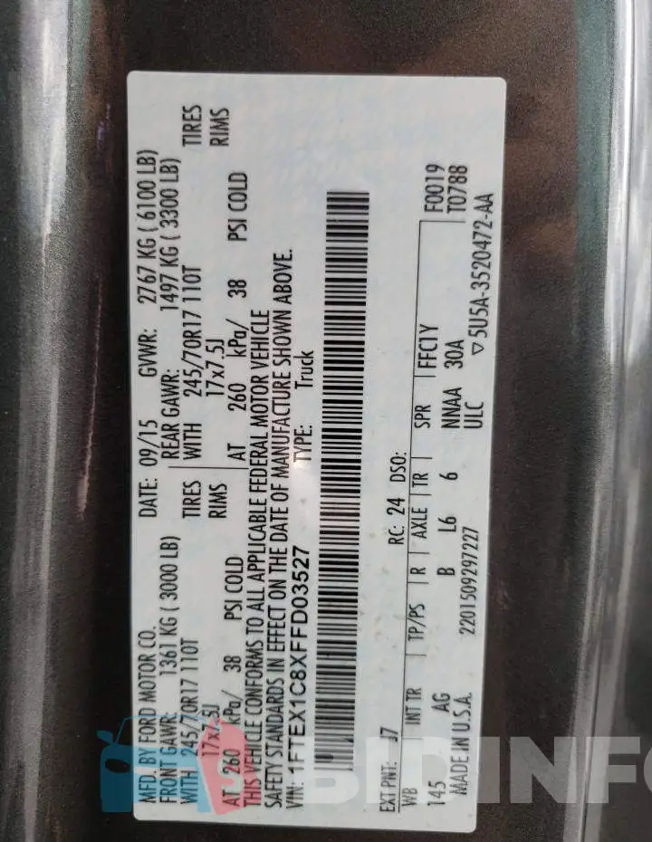 1FTEX1C8XFFD03527 Photo# 10