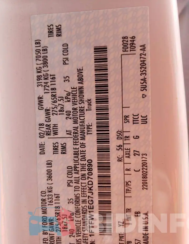 1FTFW1EG7JKD70890 Photo# 10