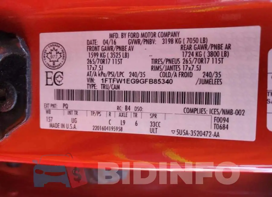 1FTFW1EG9GFB85340 Photo# 12